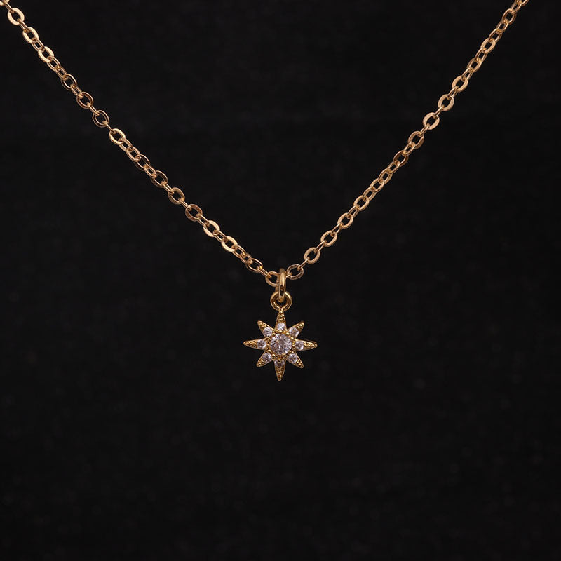 Zircon Collarbone Chain Flower Pendant Necklace