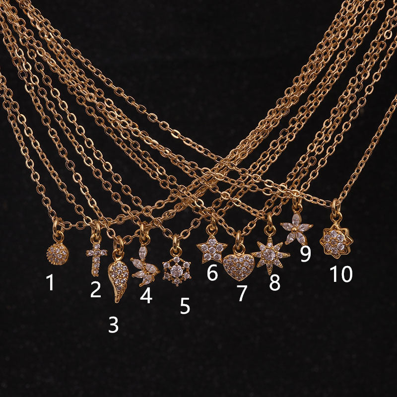Zircon Collarbone Chain Flower Pendant Necklace
