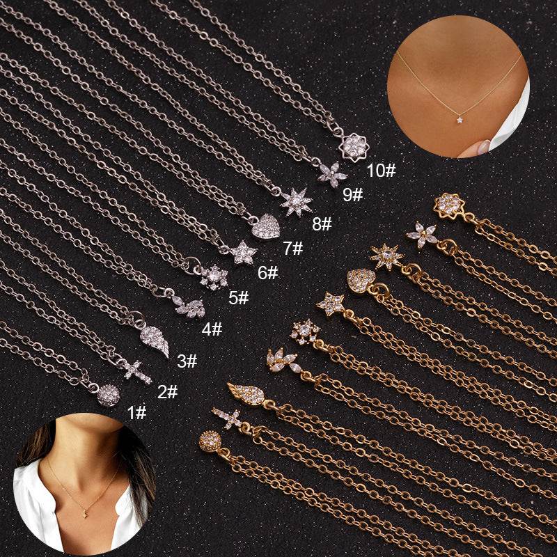 Elegant women's necklaces with crystal pendants in gold and silver tones, perfect for everyday elegance and style.