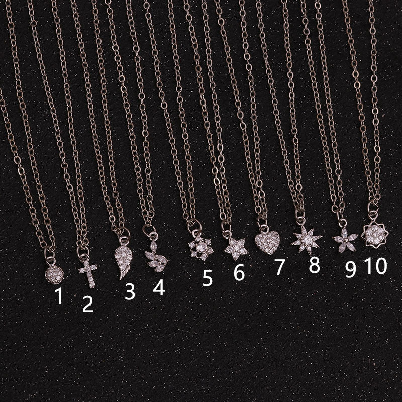 Zircon Collarbone Chain Flower Pendant Necklace