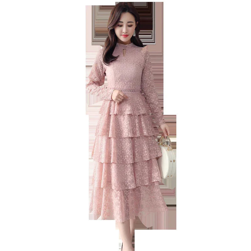 Lace dress Slim cake skirt