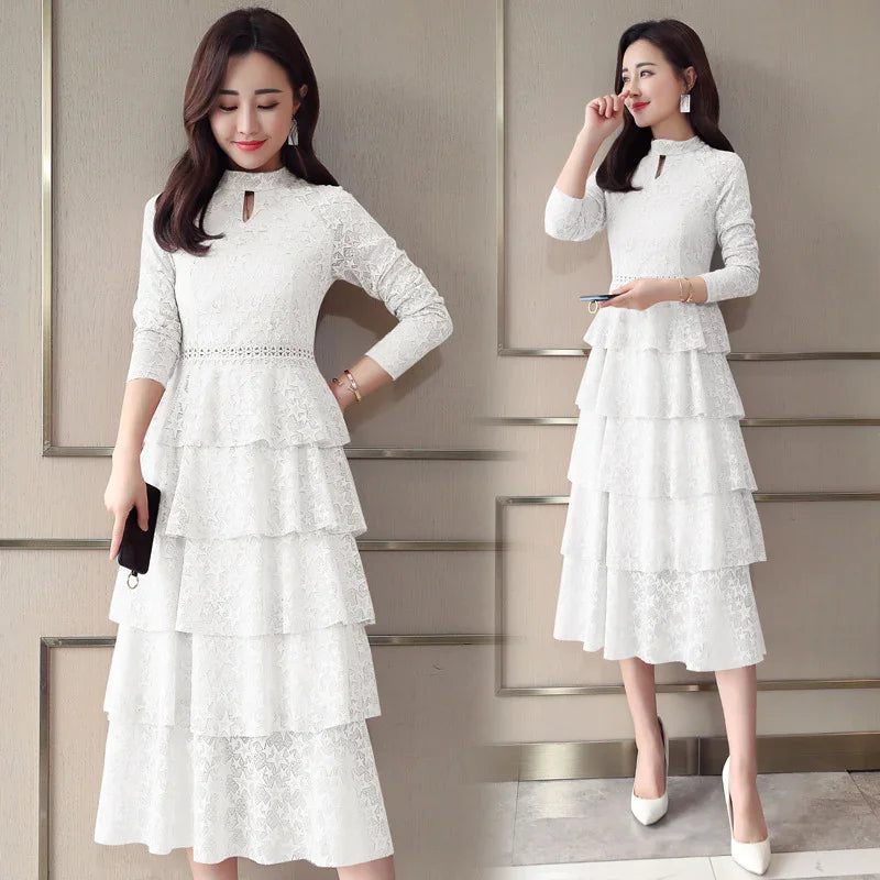 Lace dress Slim cake skirt