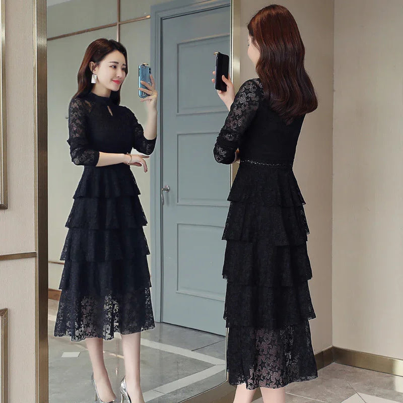 Lace dress Slim cake skirt