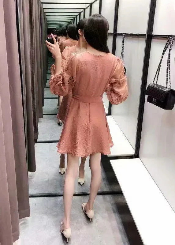Lace mesh stitching dress
