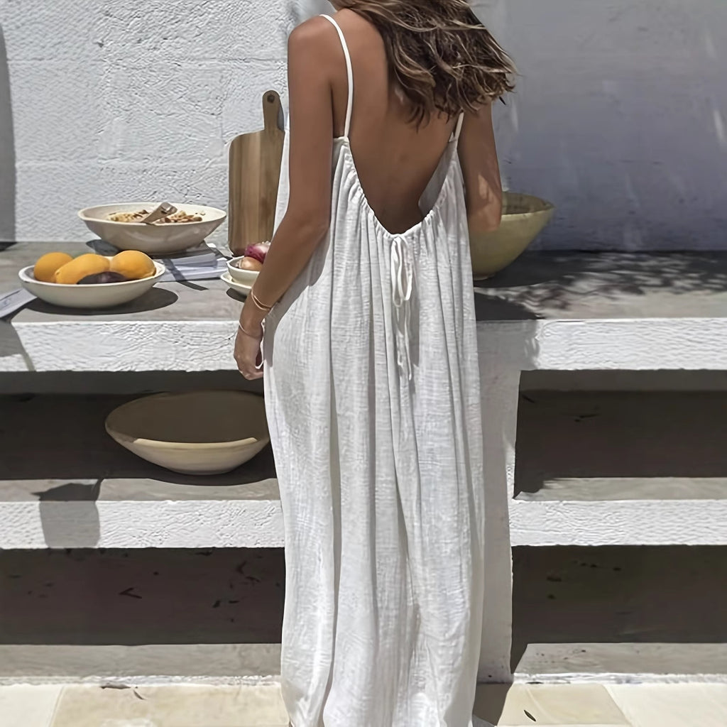 Backless Cami Maxi Dress for Vacation & Honeymoon