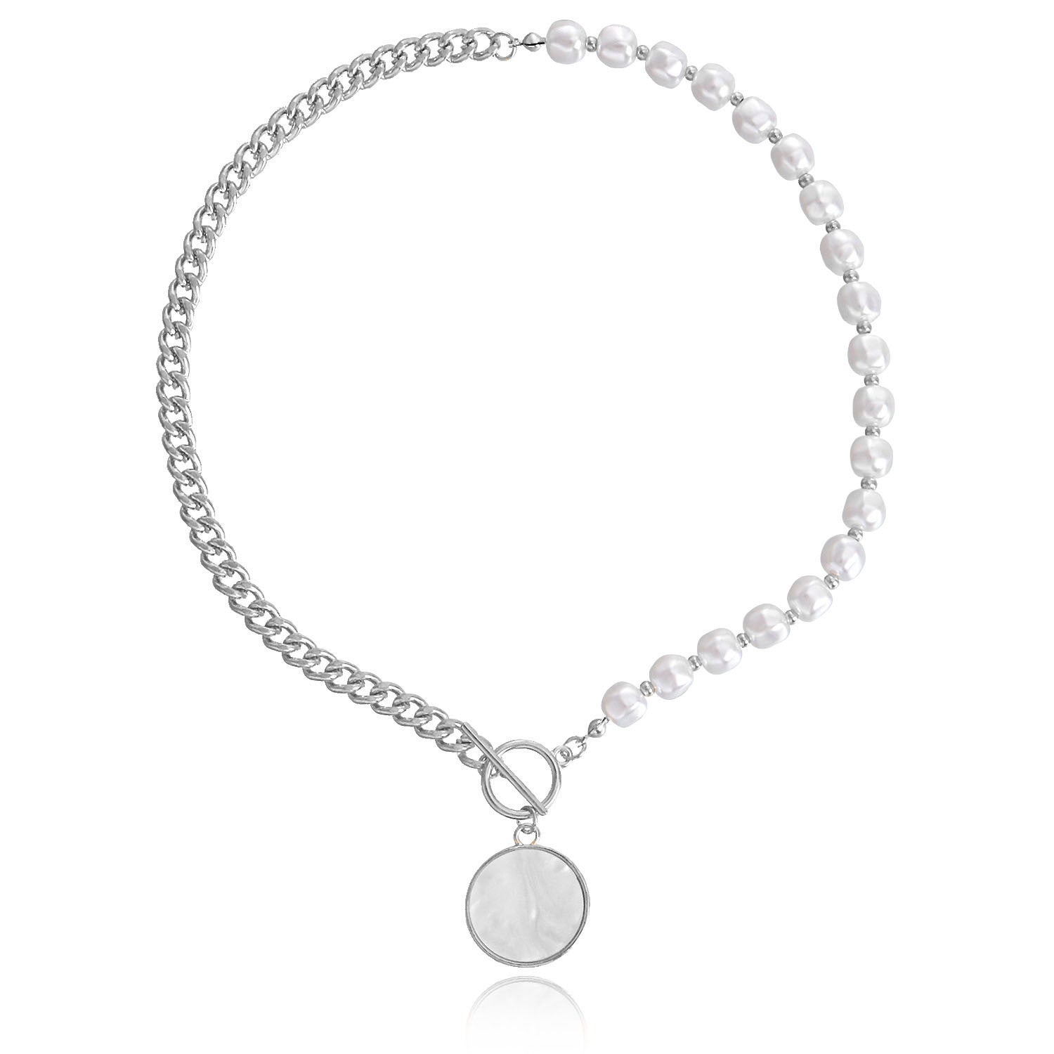 Stitching Chain Imitation Fritillary Pendant Necklace For Women