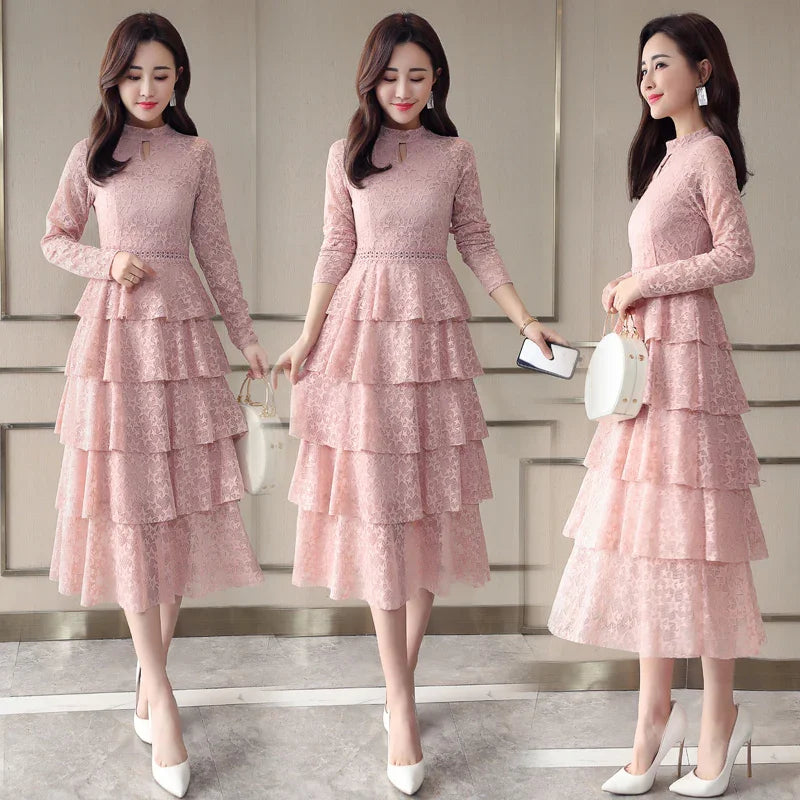 Lace dress Slim cake skirt