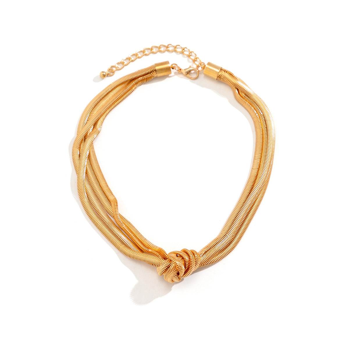 Gold knotted chain necklace for women, elegant everyday accessory with layered design