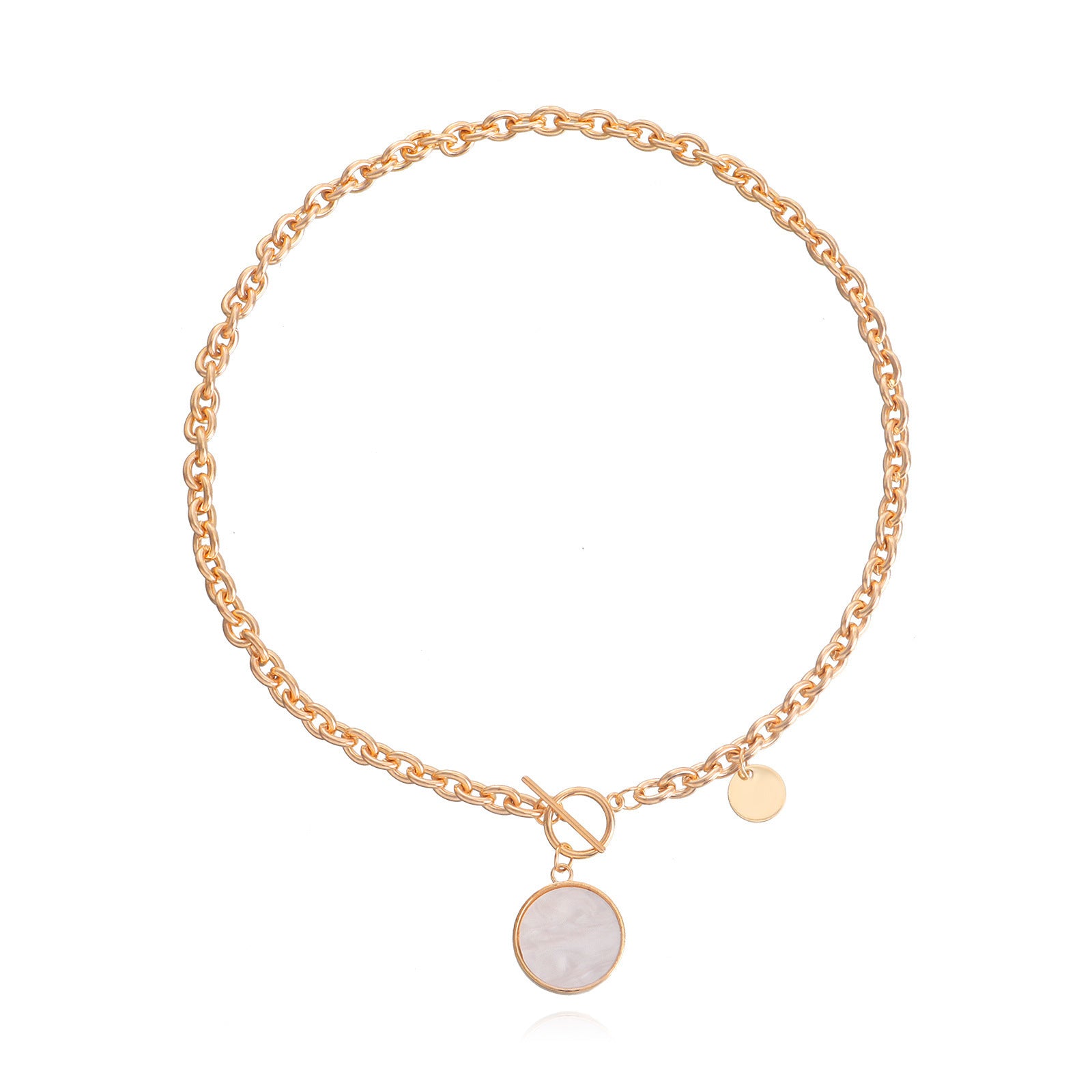 Stitching Chain Imitation Fritillary Pendant Necklace For Women