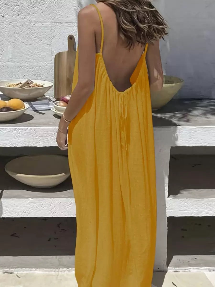 Backless Cami Maxi Dress for Vacation & Honeymoon