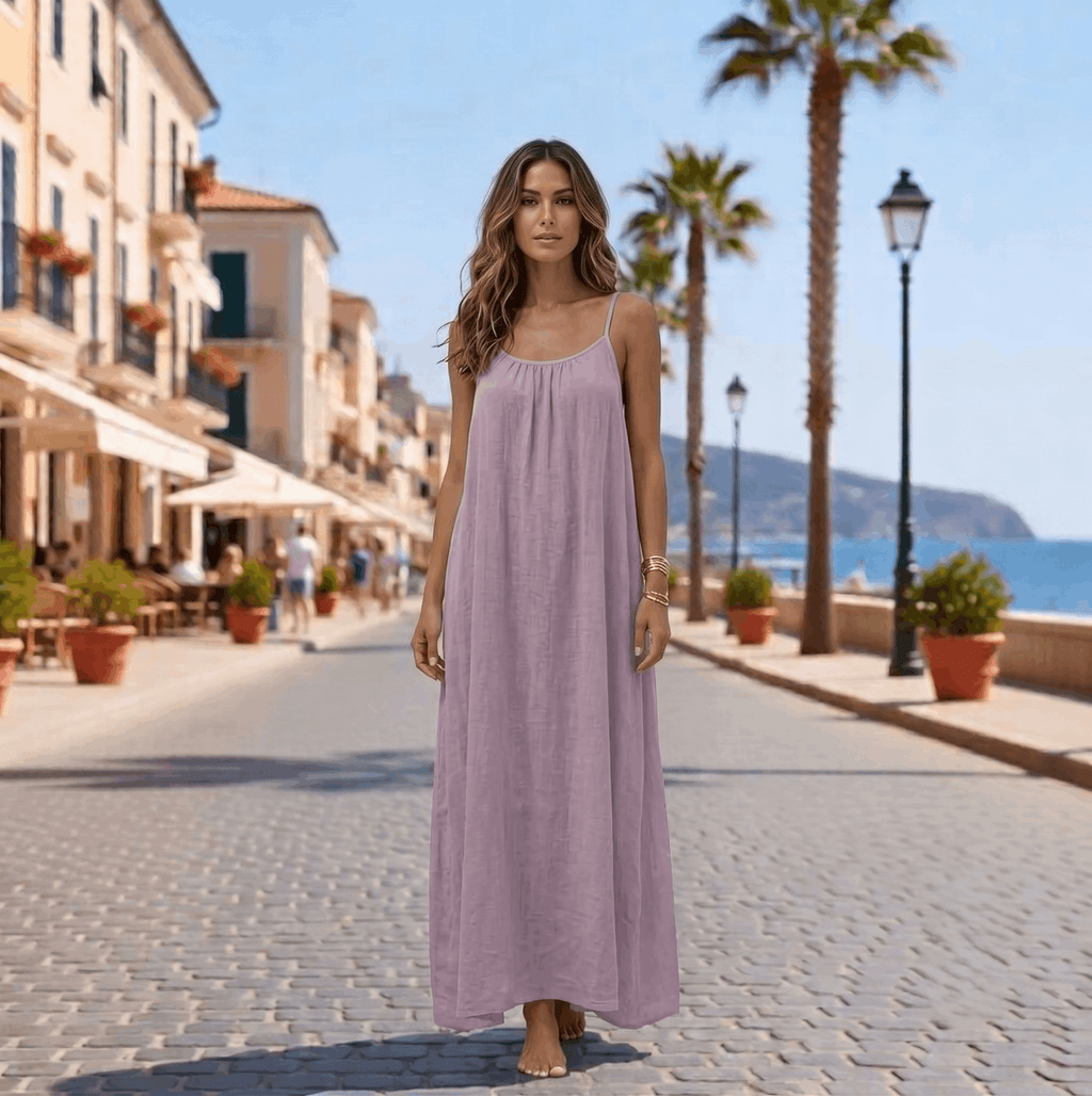 Backless Cami Maxi Dress for Vacation & Honeymoon - Pink View