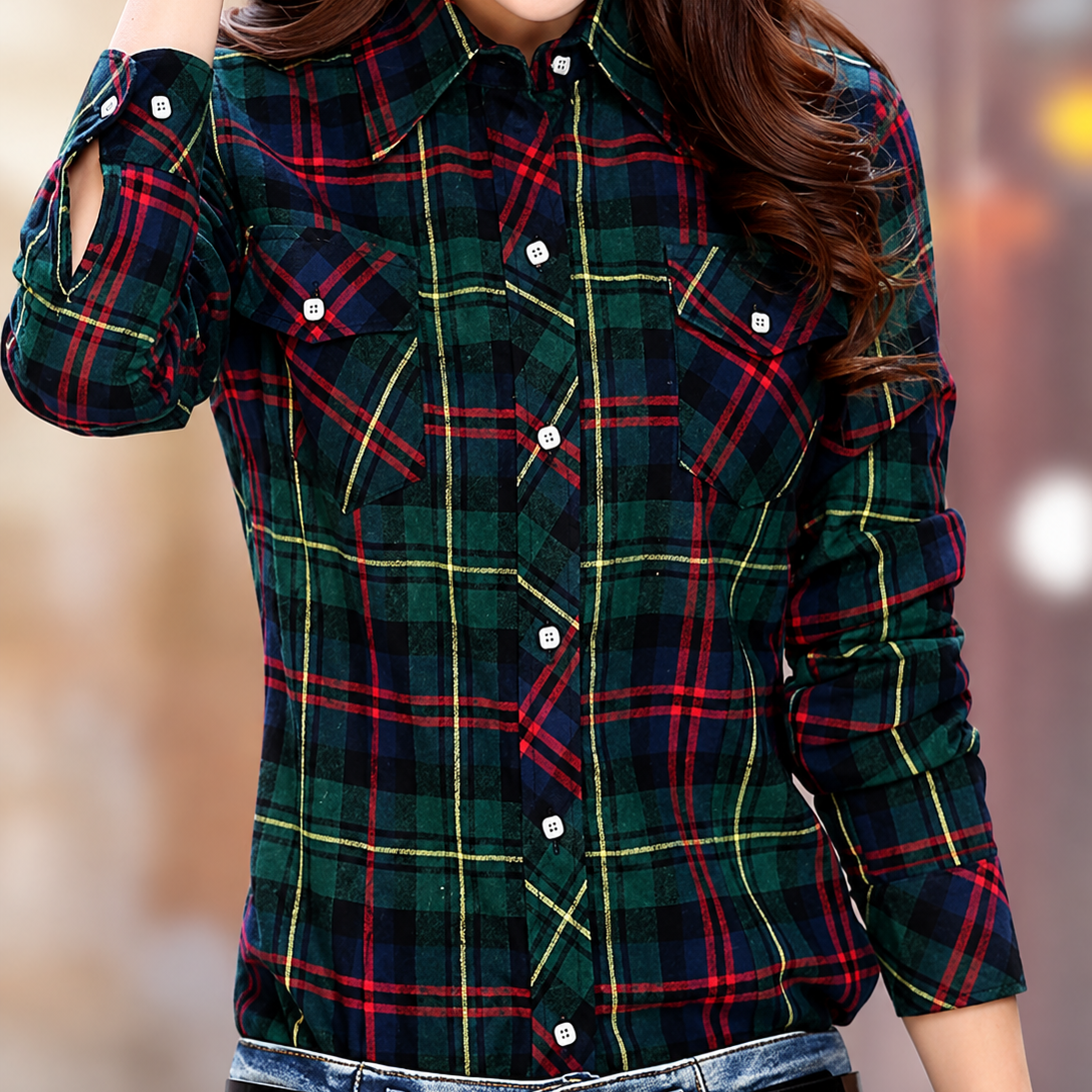 Women's Plaid Flannel Shirt | Warm Long Sleeve Shirt | Laylace