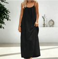 Backless Cami Maxi Dress for Vacation & Honeymoon - Black Colour
