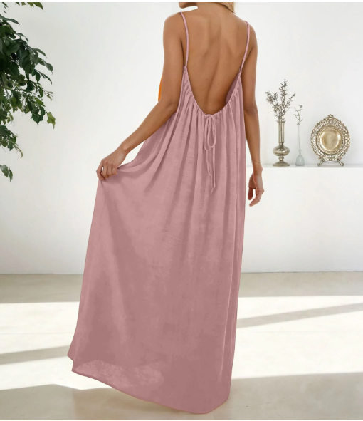 Backless Cami Maxi Dress for Vacation & Honeymoon - Purple
