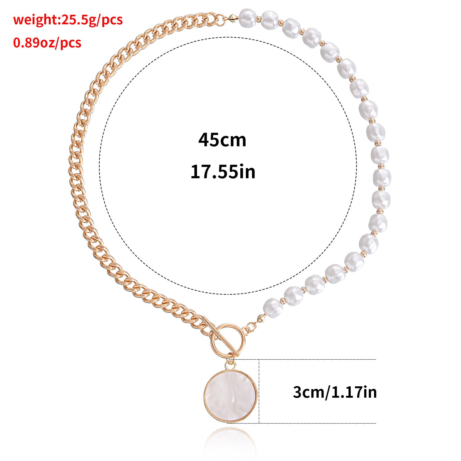 Stitching Chain Imitation Fritillary Pendant Necklace For Women