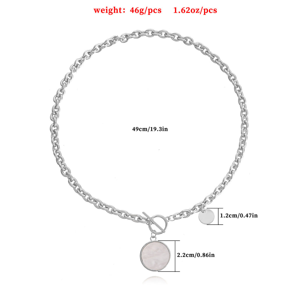 Stitching Chain Imitation Fritillary Pendant Necklace For Women