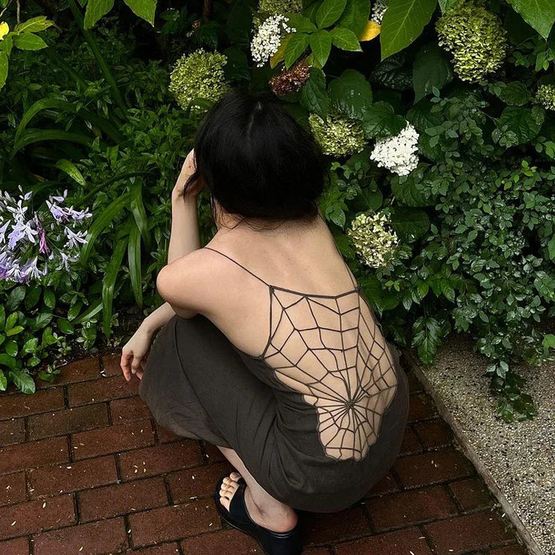 Women's Fashion Strap Spider Web Dress Women