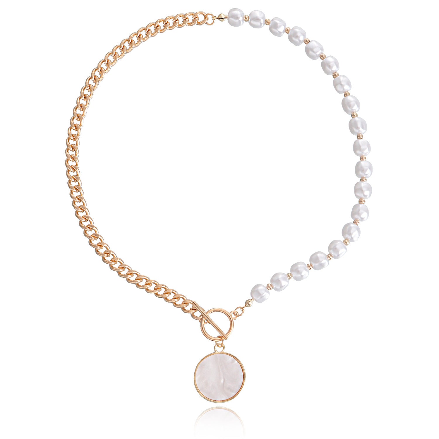 Stitching Chain Imitation Fritillary Pendant Necklace For Women