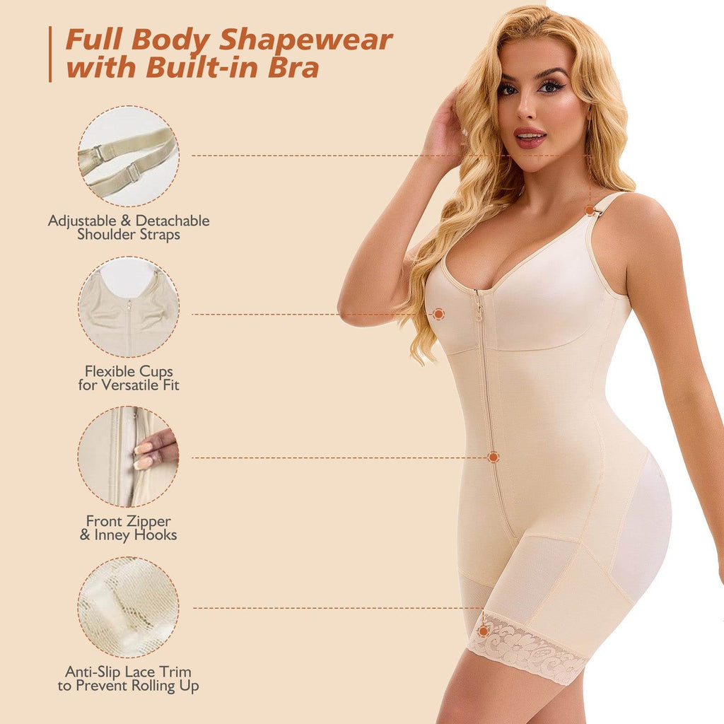 Fajas Colombianas Postpartum Full Shapewear For Women Tummy Control Body Shaper Butt Lifter With Zipper Crotch - Laylace