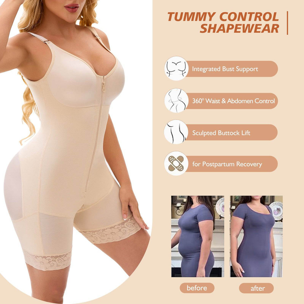 Fajas Colombianas Postpartum Full Shapewear For Women Tummy Control Body Shaper Butt Lifter With Zipper Crotch - Laylace