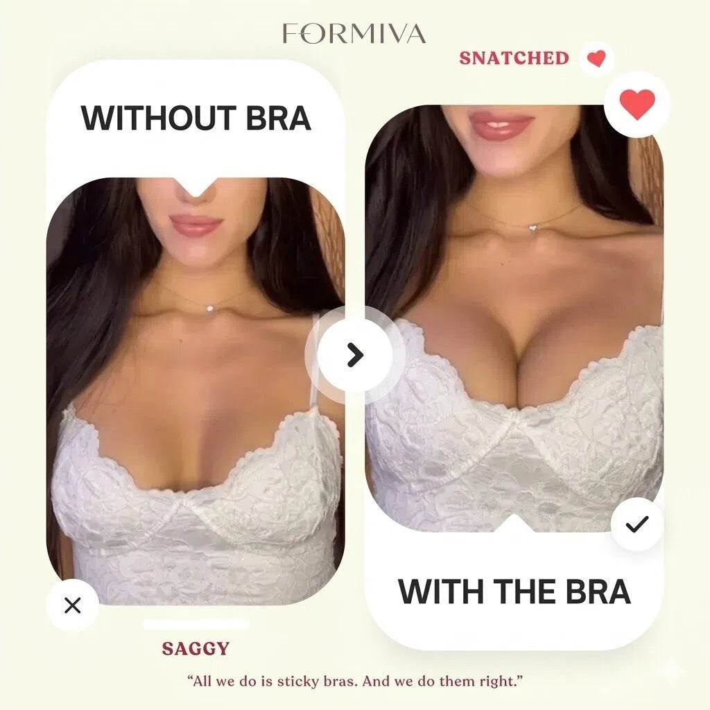 Push-up Sticky Bra, Sweat-proof Glue, Adhesive Push Up Cleavage Bra, Up To G Cup, Seamless Strapless Bra For Date Night, Backless & Red Dress, Waterproof & Reusable SpringStatements - Laylace