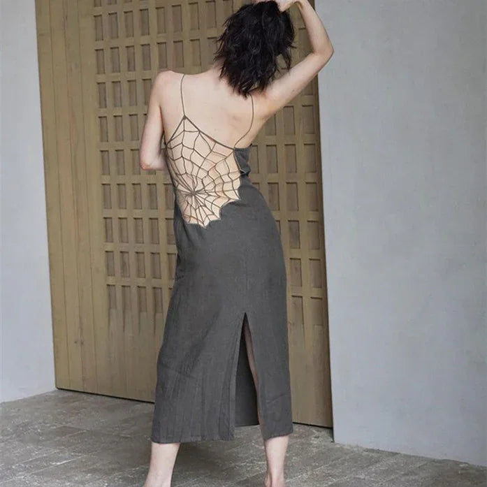 Women's Fashion Strap Spider Web Dress Women
