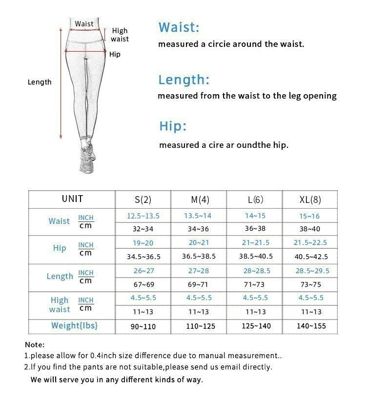 Laylace high waisted athletic cropped leggings size chart with measurement guide for waist, hip, and length