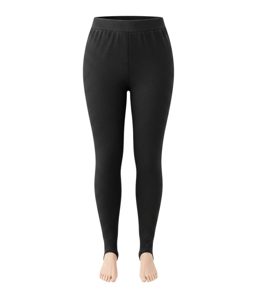 Laylace black velvet winter stirrup leggings with a high-waisted, stretchy fit for warmth and a slimming silhouette.