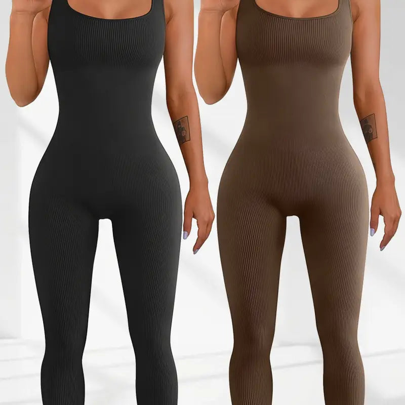 Black and brown ribbed shapewear bodysuits for women, designed for comfort and everyday elegance.