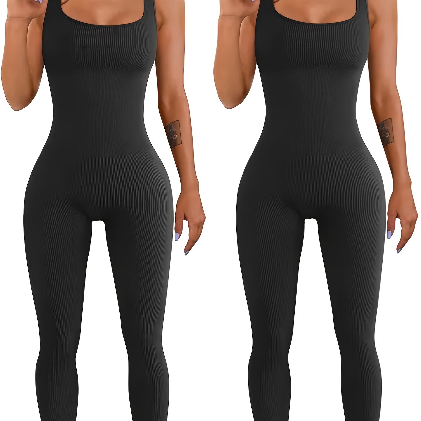 Black ribbed shapewear bodysuit for women, seamless full-body slimming design