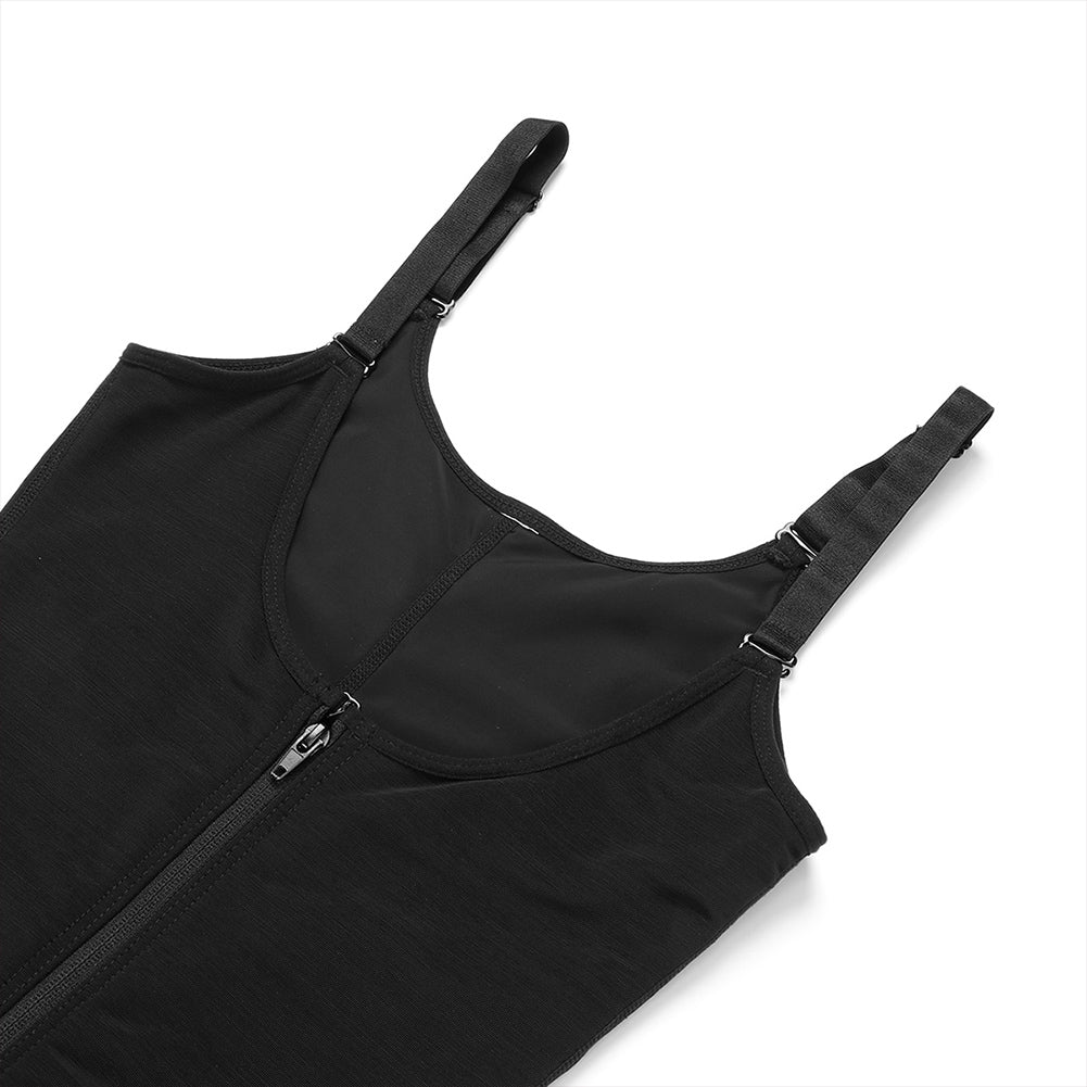 Black sleeveless Shapewear top with straps closeup view