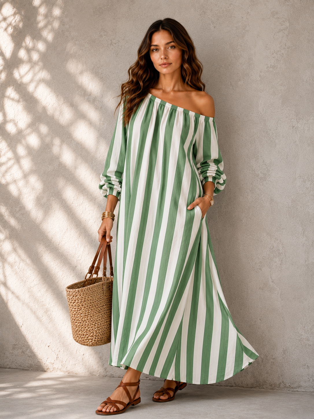 Striped Off Shoulder Vacation Dress | Laylace