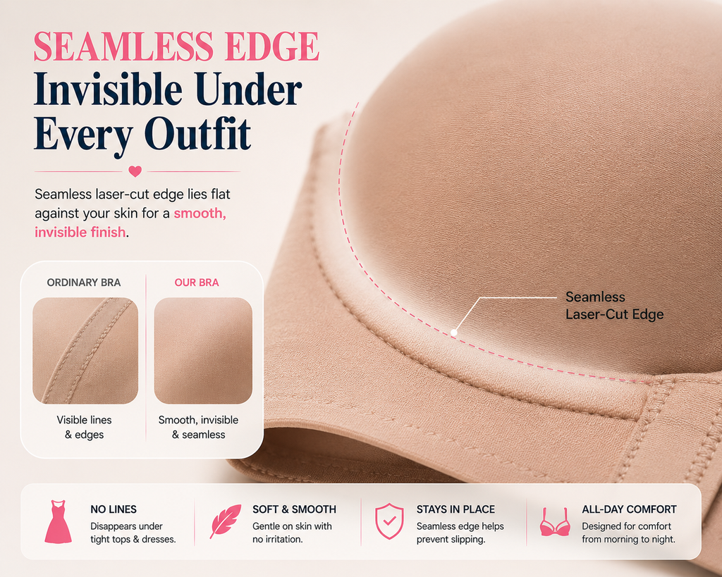 Push Up Strapless Bra – Wireless Anti-Slip Invisible Support Bra for Dresses