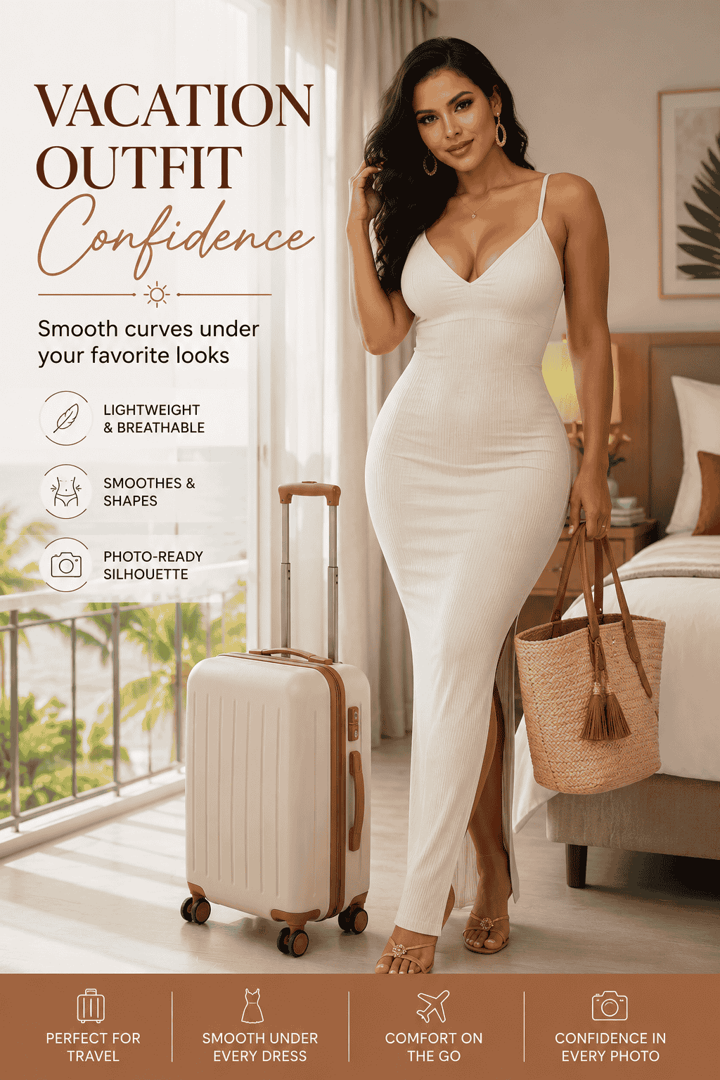 Comfortable one piece shapewear bodysuit for women with smooth under dress support