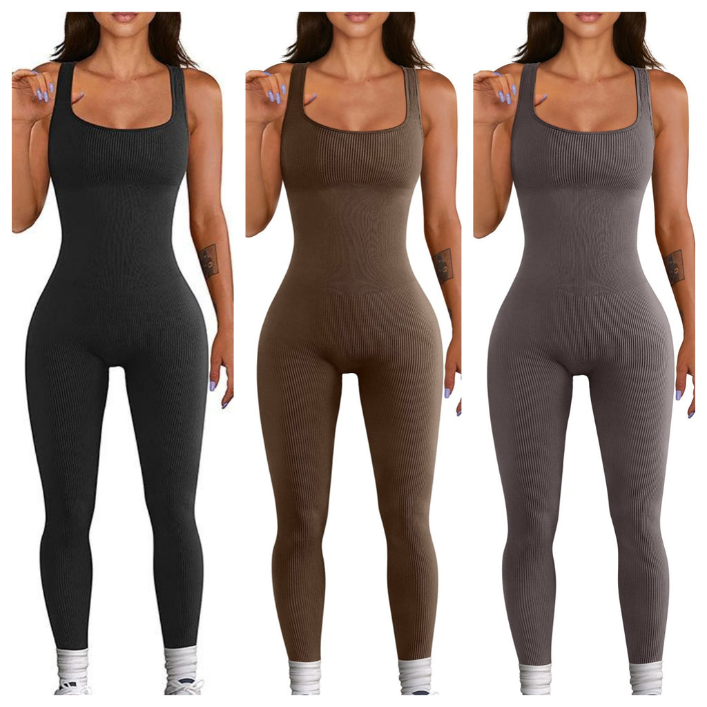 Ribbed shapewear bodysuit in black, olive, gray — seamless, figure-hugging, everyday elegance