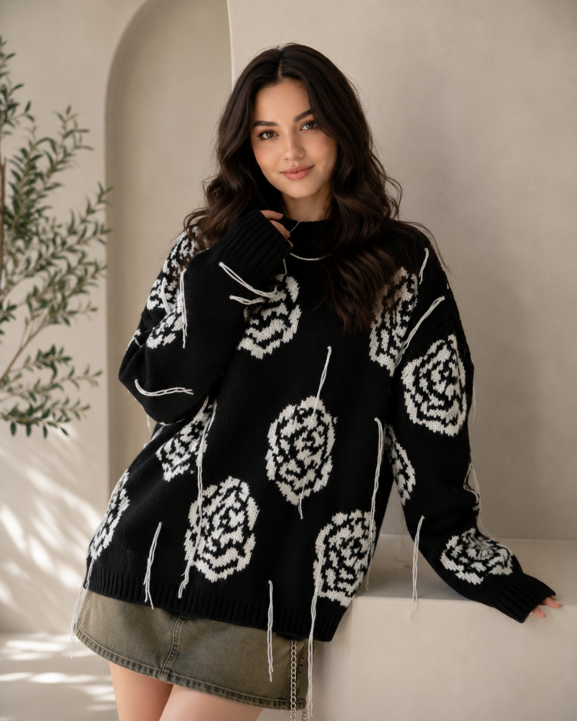 Women's Autumn And Winter Comfortable Outerwear Inner Wear Flower Top