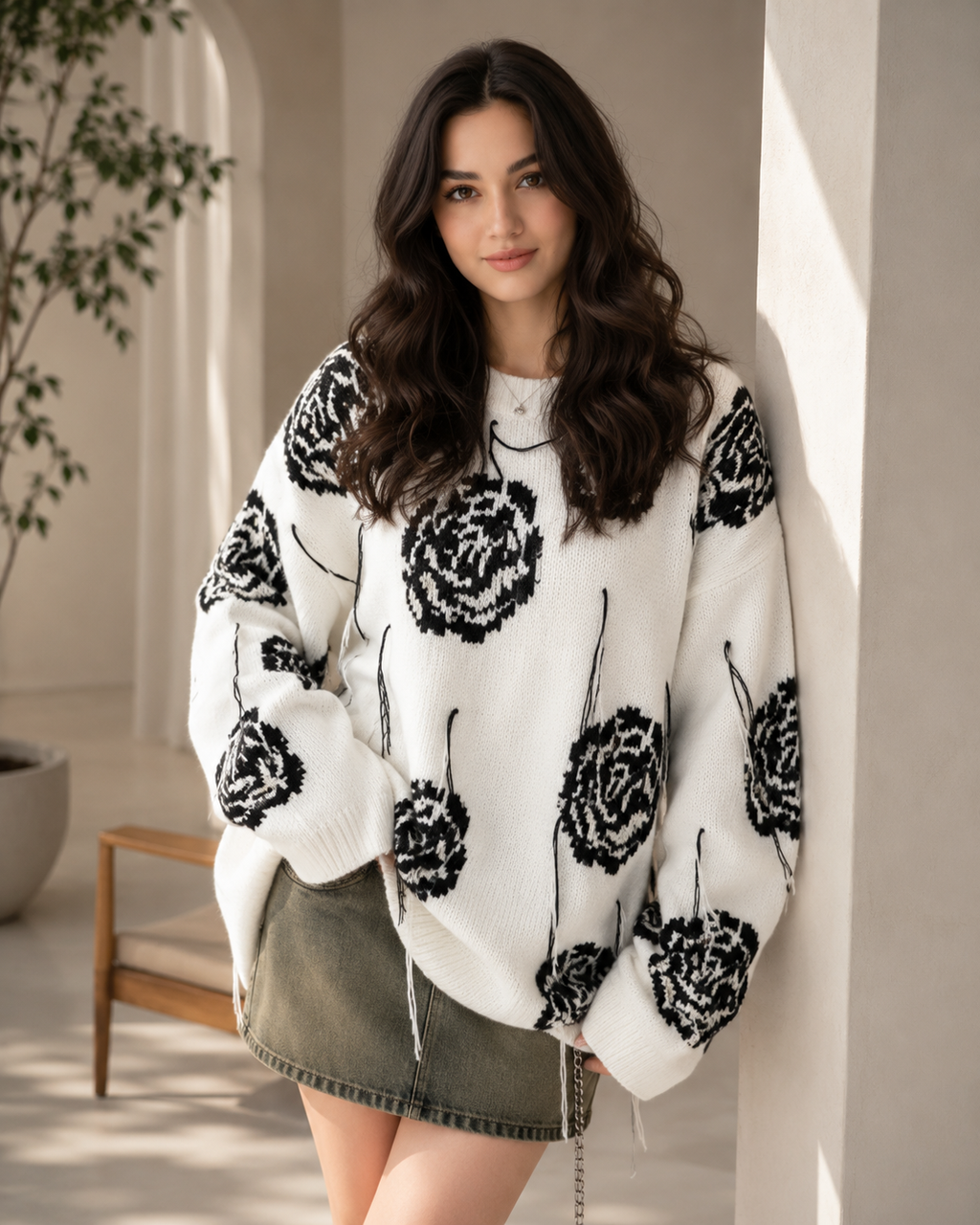 Women's Autumn And Winter Comfortable Outerwear Inner Wear Flower Top