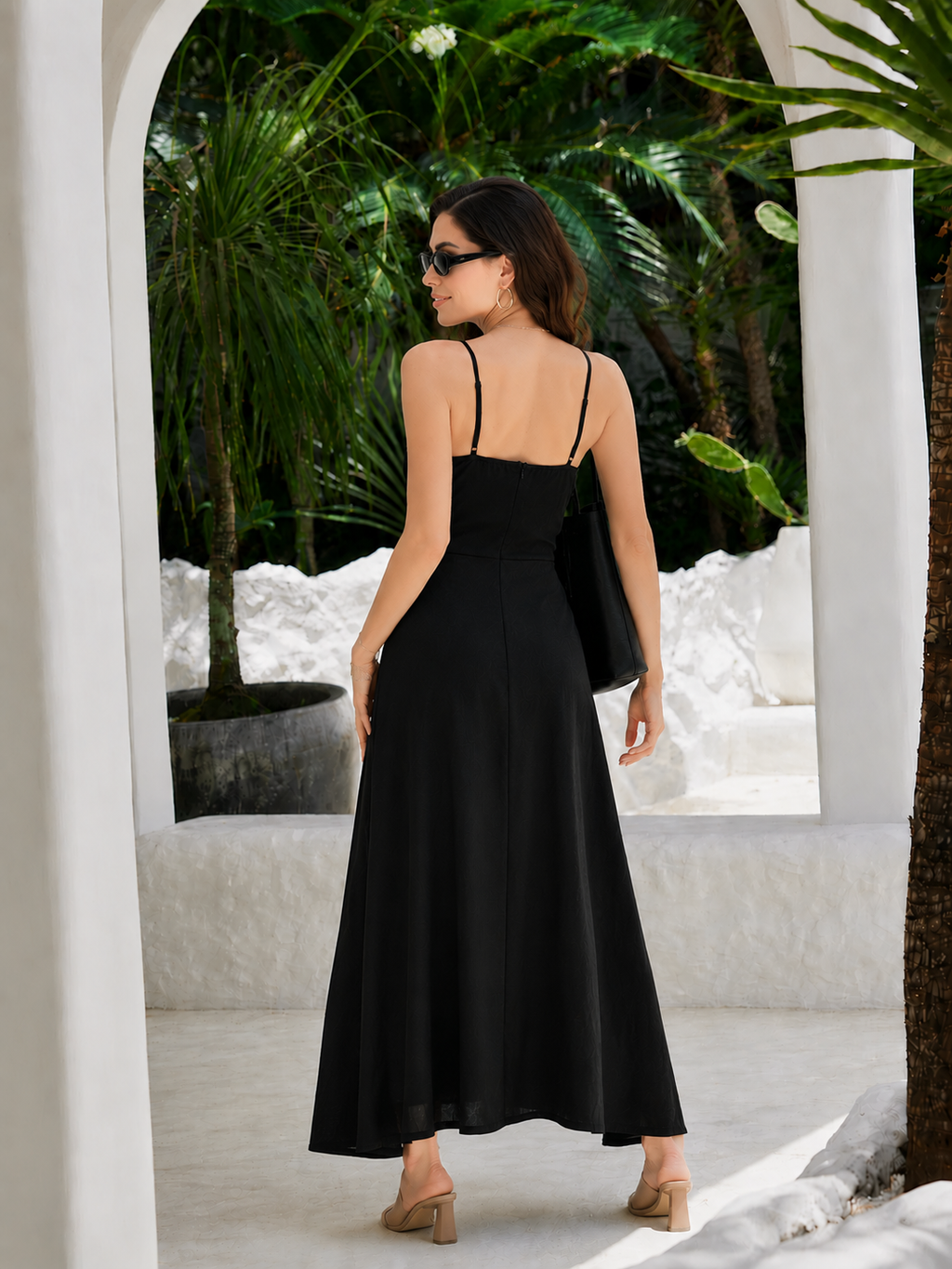 Laylace™ Elegant V-Neck Midi Dress – Date Night & Wedding Guest Edition - Laylace