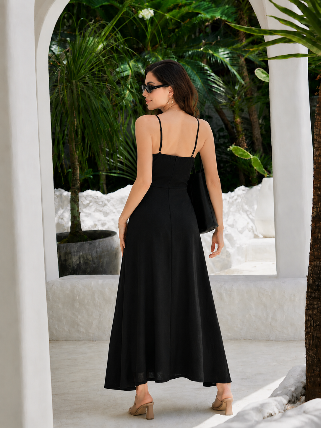 Laylace™ Elegant V-Neck Midi Dress – Date Night & Wedding Guest Edition - Laylace