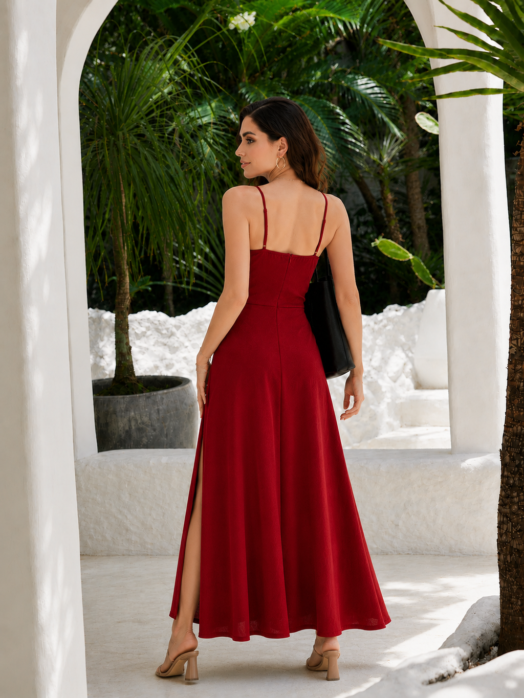 Laylace™ Elegant V-Neck Midi Dress – Date Night & Wedding Guest Edition - Laylace